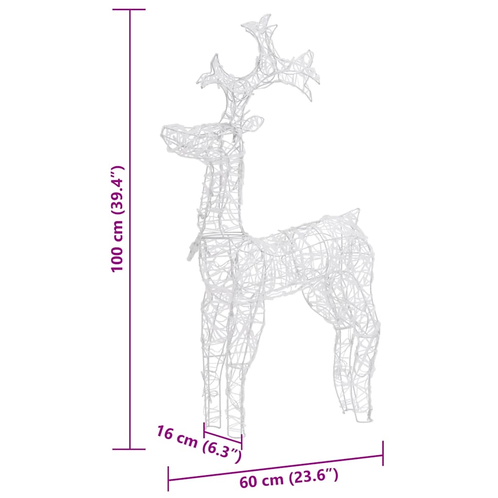 vidaXL Reindeer Christmas Decorations 3 pcs 60x16x100 cm Acrylic