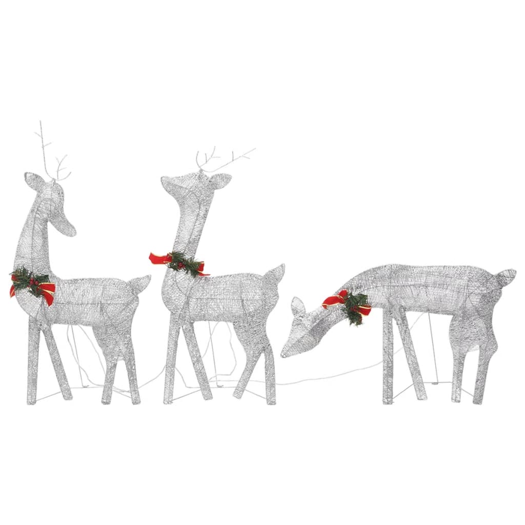 vidaXL Christmas Reindeers 6 pcs Silver Cold White Mesh