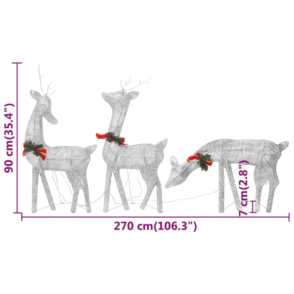 vidaXL Christmas Reindeers 6 pcs Silver Cold White Mesh