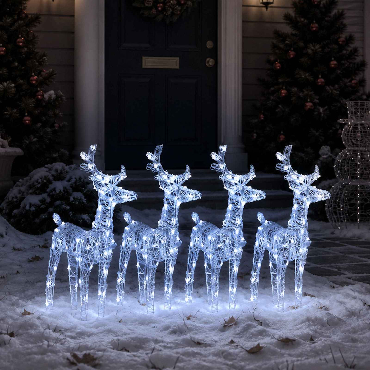 Christmas Reindeers 4 pcs Cold White 160 LEDs Acrylic