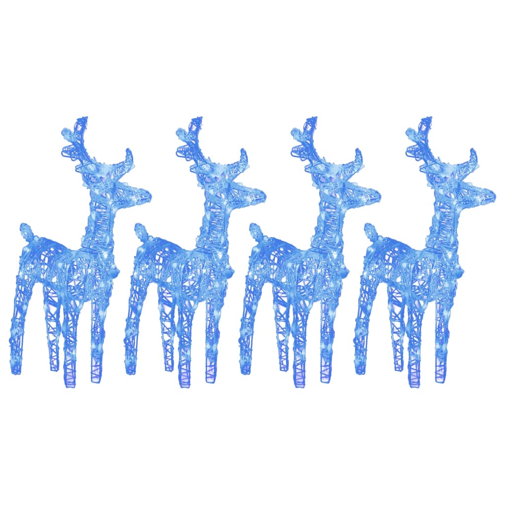 vidaXL Christmas Reindeers 4 pcs Blue 160 LEDs Acrylic