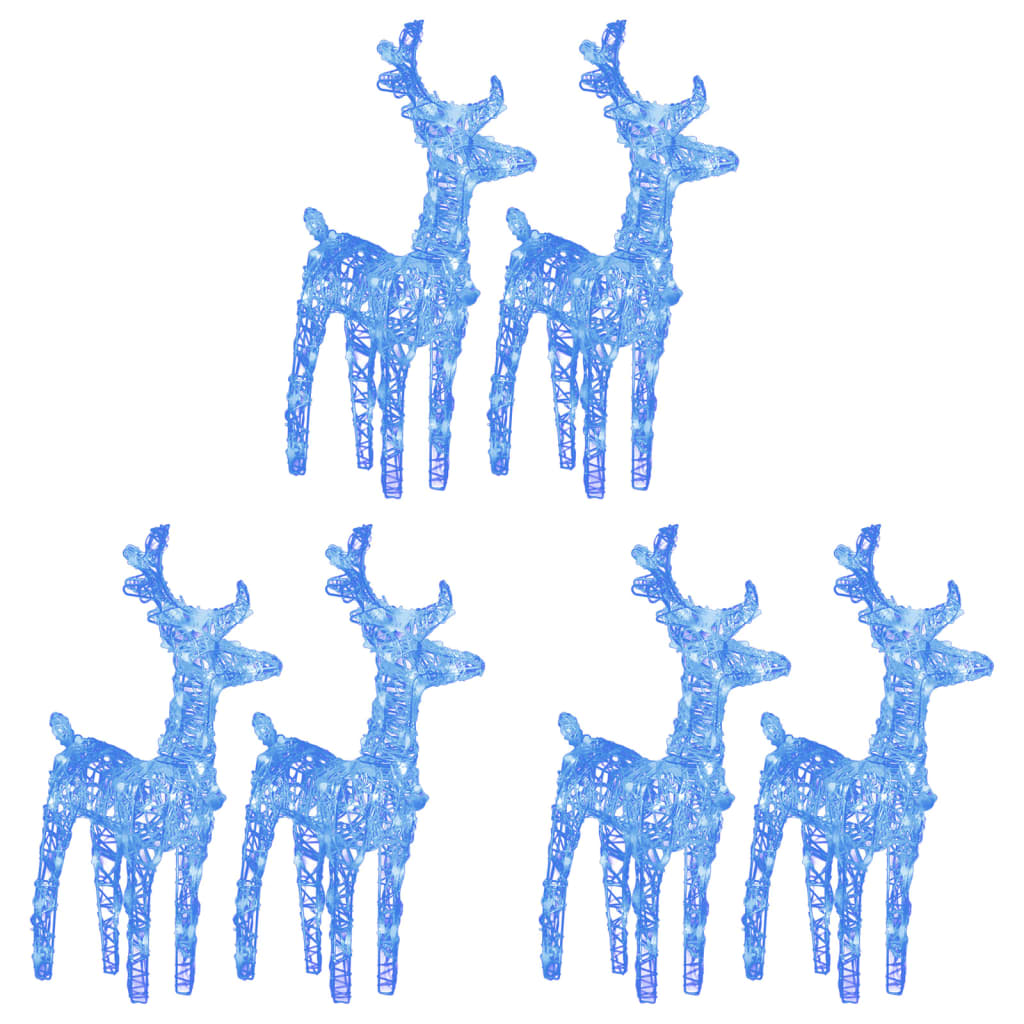 vidaXL Christmas Reindeers 6 pcs Blue 240 LEDs Acrylic