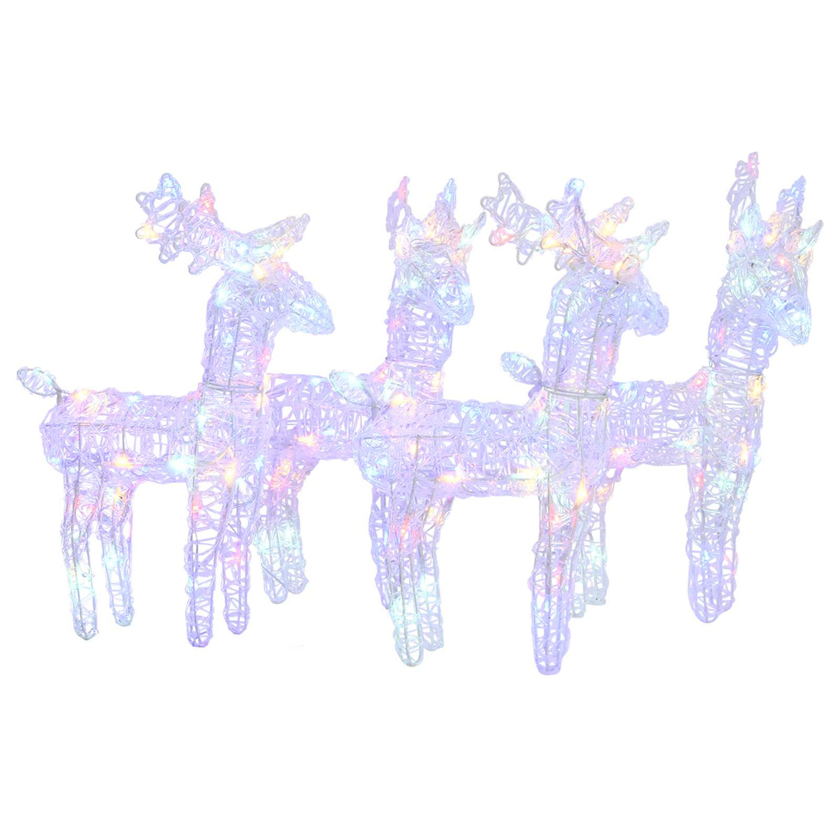 Christmas Reindeers 4 pcs Multicolour 160 LEDs Acrylic