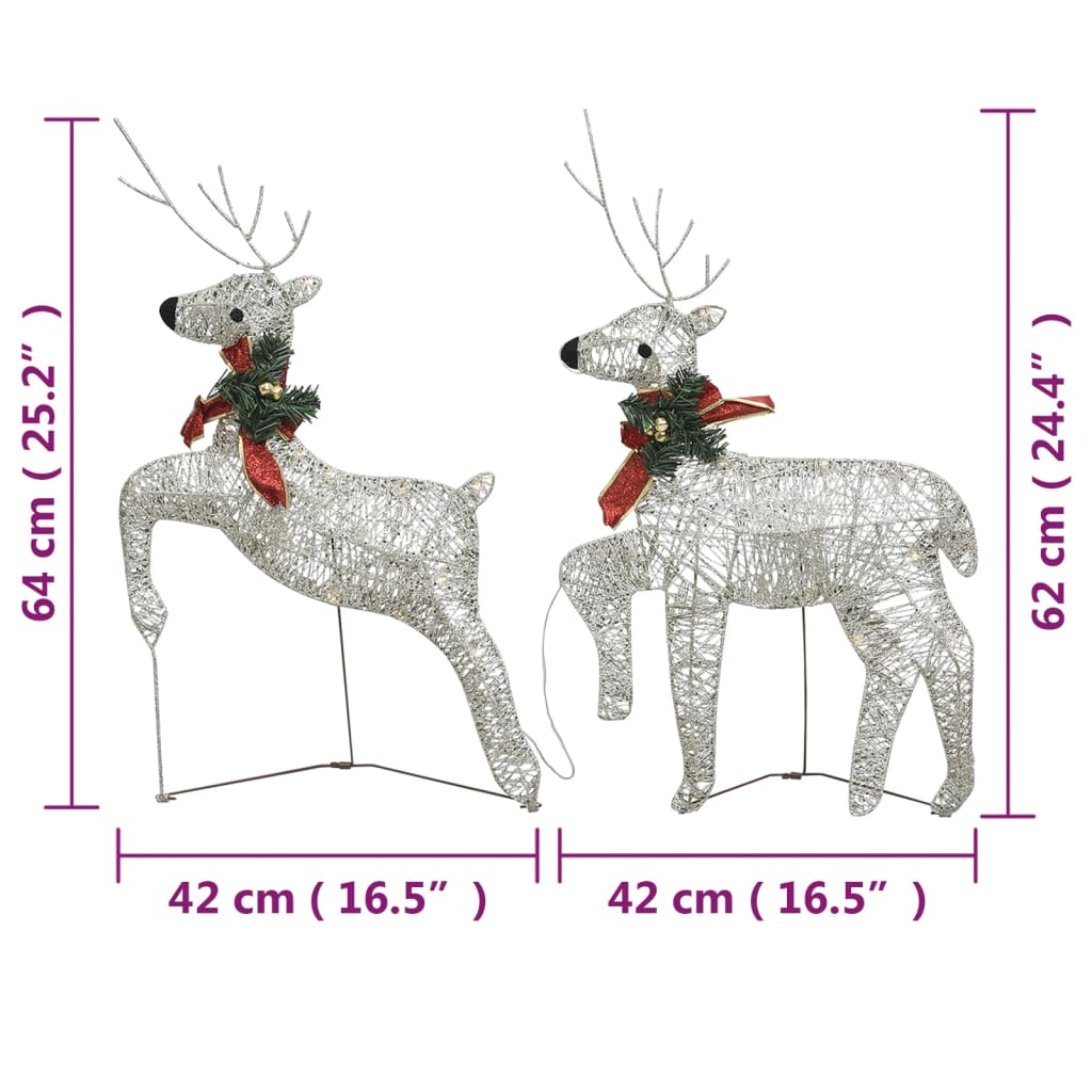 vidaXL Christmas Reindeers 4 pcs Gold 80 LEDs