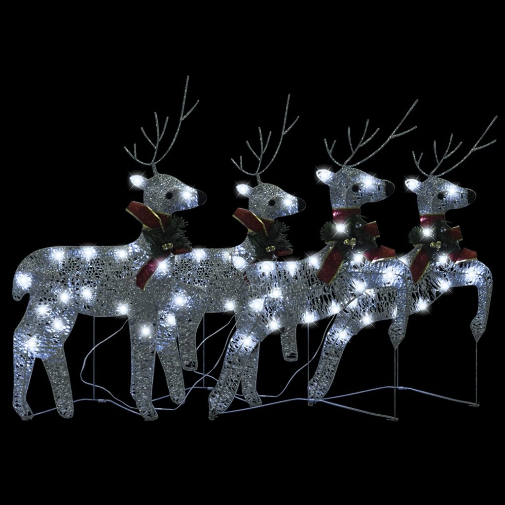 vidaXL Christmas Reindeers 4 pcs Silver 80 LEDs