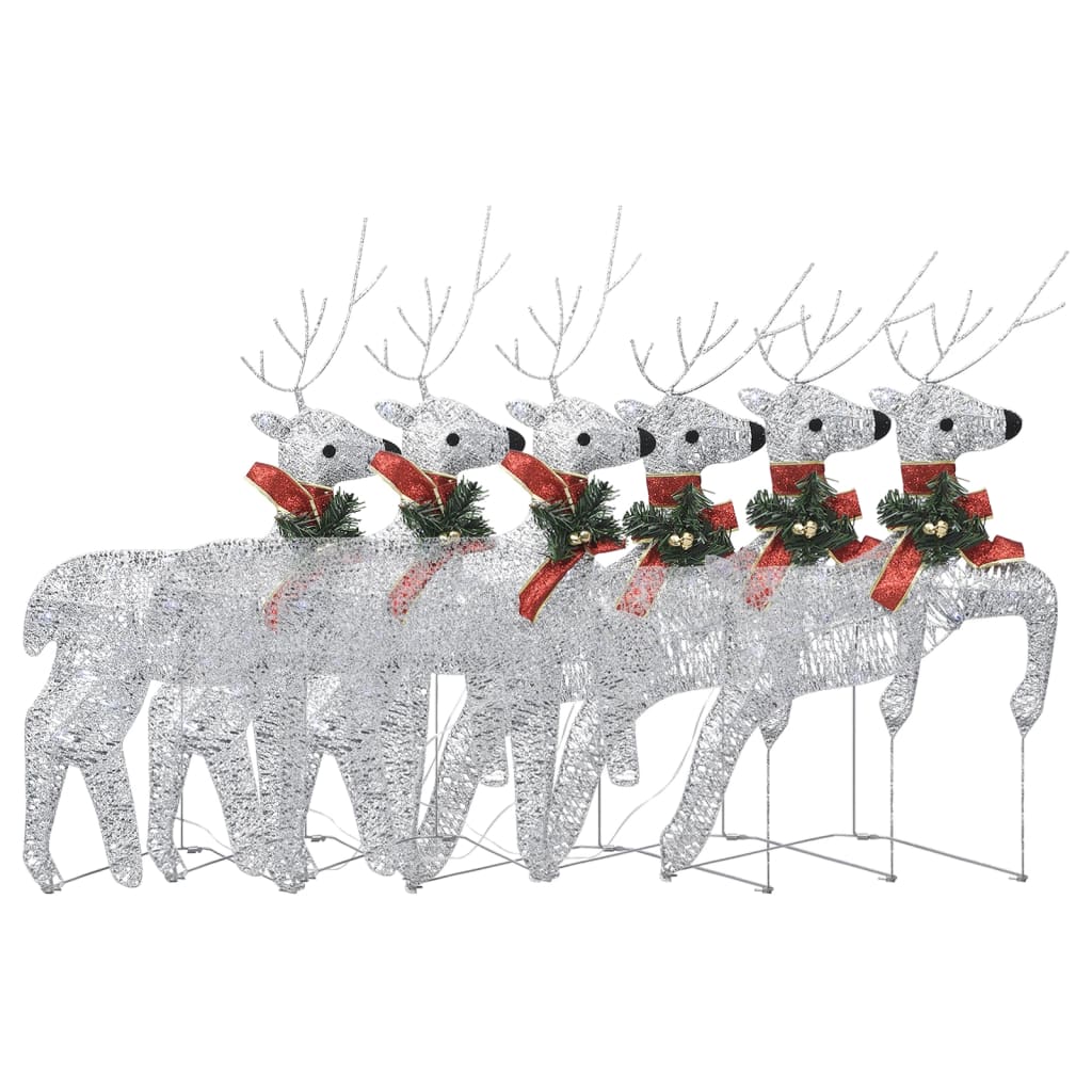 vidaXL Christmas Reindeers 6 pcs Silver 120 LEDs