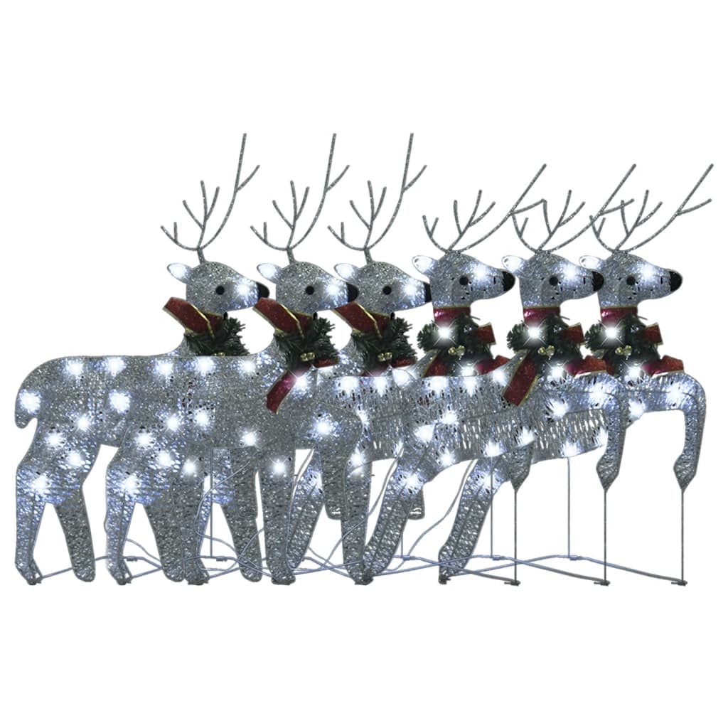 vidaXL Christmas Reindeers 6 pcs Silver 120 LEDs