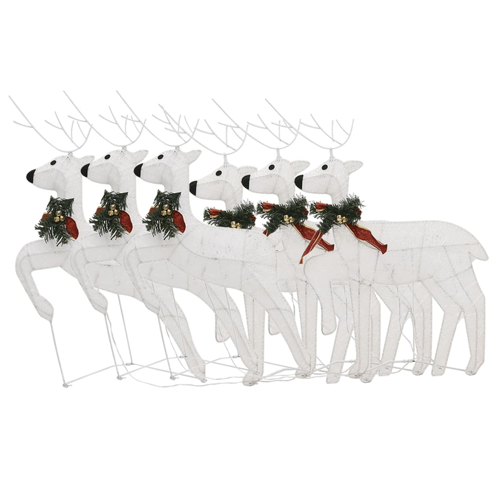 vidaXL Christmas Reindeers 6 pcs White 120 LEDs