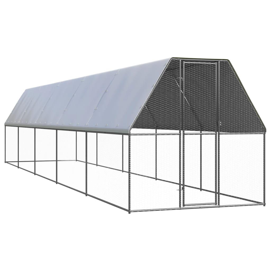 vidaXL Outdoor Chicken Cage 2x10x2 m Galvanised Steel