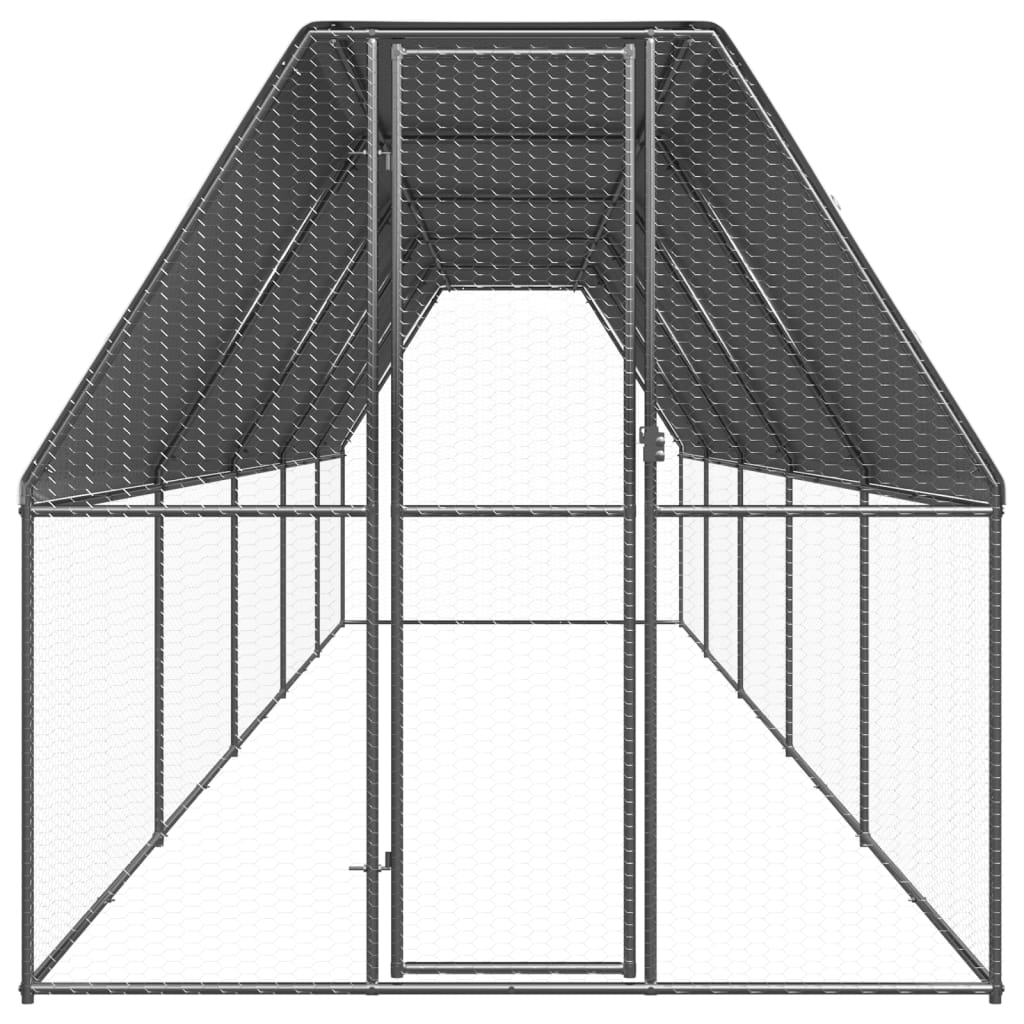 vidaXL Outdoor Chicken Cage 2x10x2 m Galvanised Steel