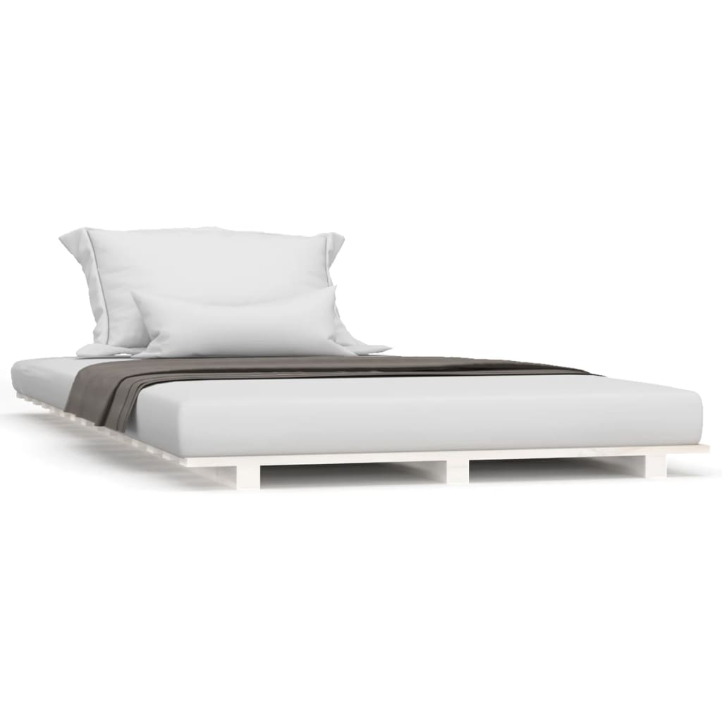 Bed Frame without Mattress White 100x200 cm Solid Wood Pine