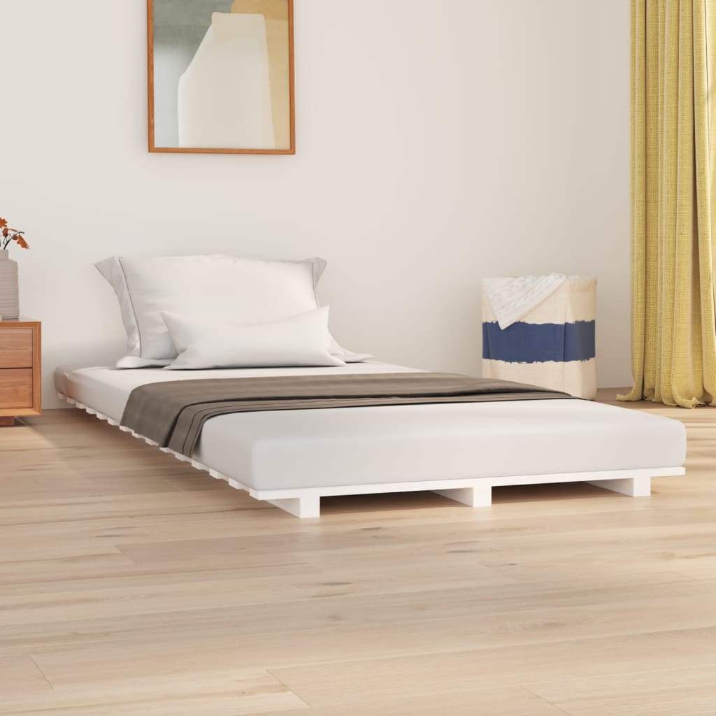 Bed Frame without Mattress White 100x200 cm Solid Wood Pine
