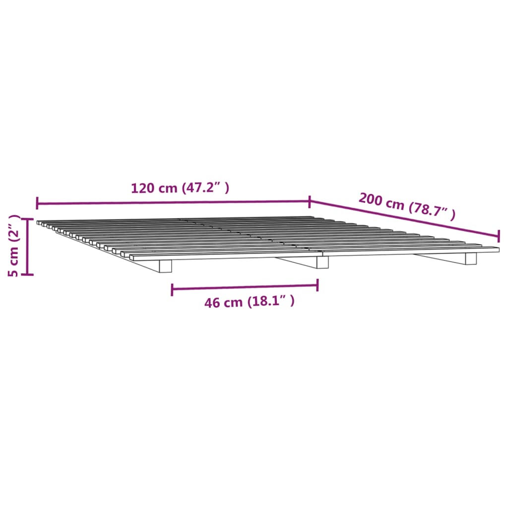 vidaXL Bed Frame without Mattress Honey Brown 120x200 cm Solid Wood Pine