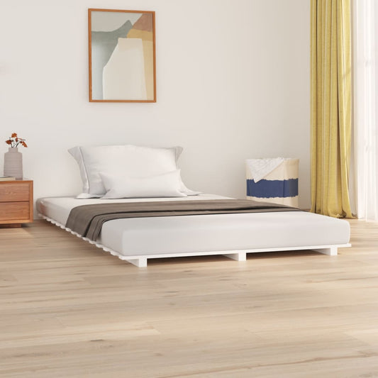 vidaXL Bed Frame without Mattress White 150x200 cm King Size Solid Wood Pine