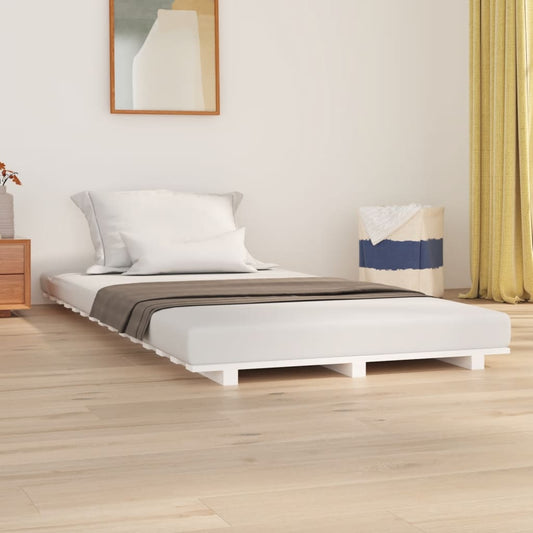 vidaXL Bed Frame without Mattress White 75x190 cm Small Single Solid Wood Pine