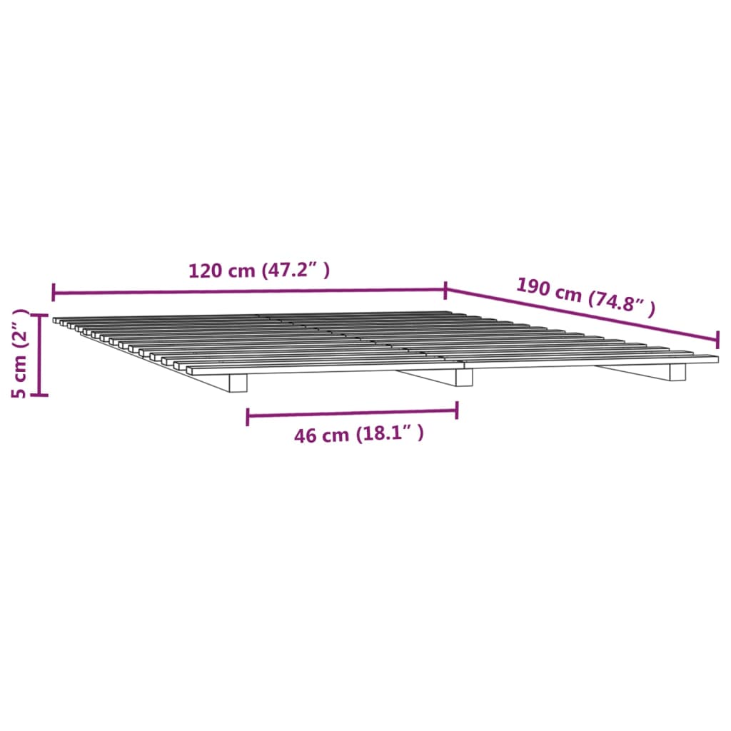 Bed Frame without Mattress 120x190 cm Small Double Solid Wood Pine