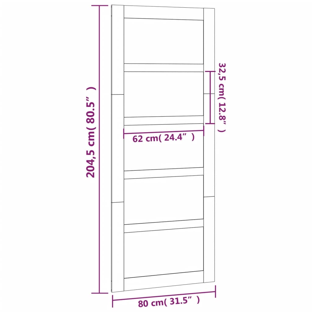 vidaXL Barn Door White 80x1.8x204.5 cm Solid Wood Pine