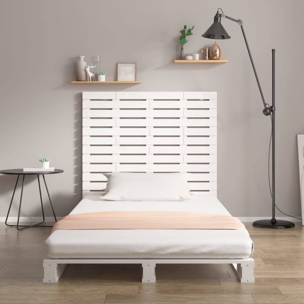Wall Headboard White 106x3x91.5 cm Solid Wood Pine