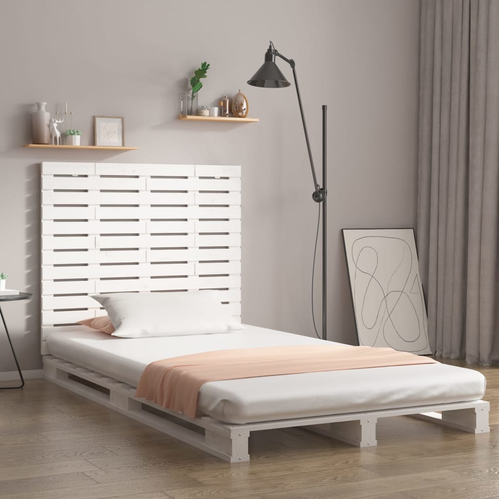Wall Headboard White 106x3x91.5 cm Solid Wood Pine