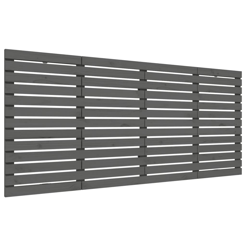 Wall Headboard Grey 206x3x91.5 cm Solid Wood Pine