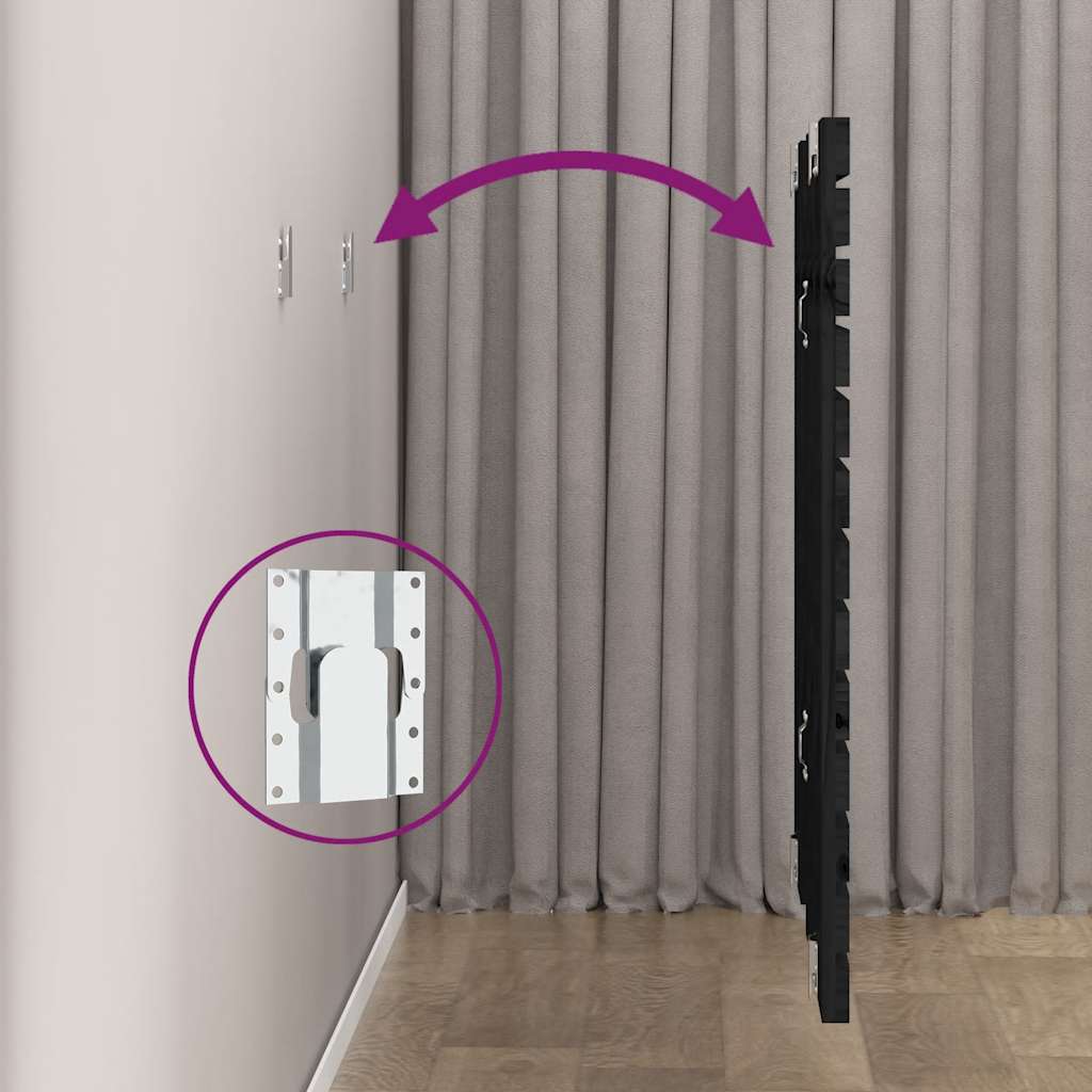 Wall Headboard Black 96x3x91.5 cm Solid Wood Pine
