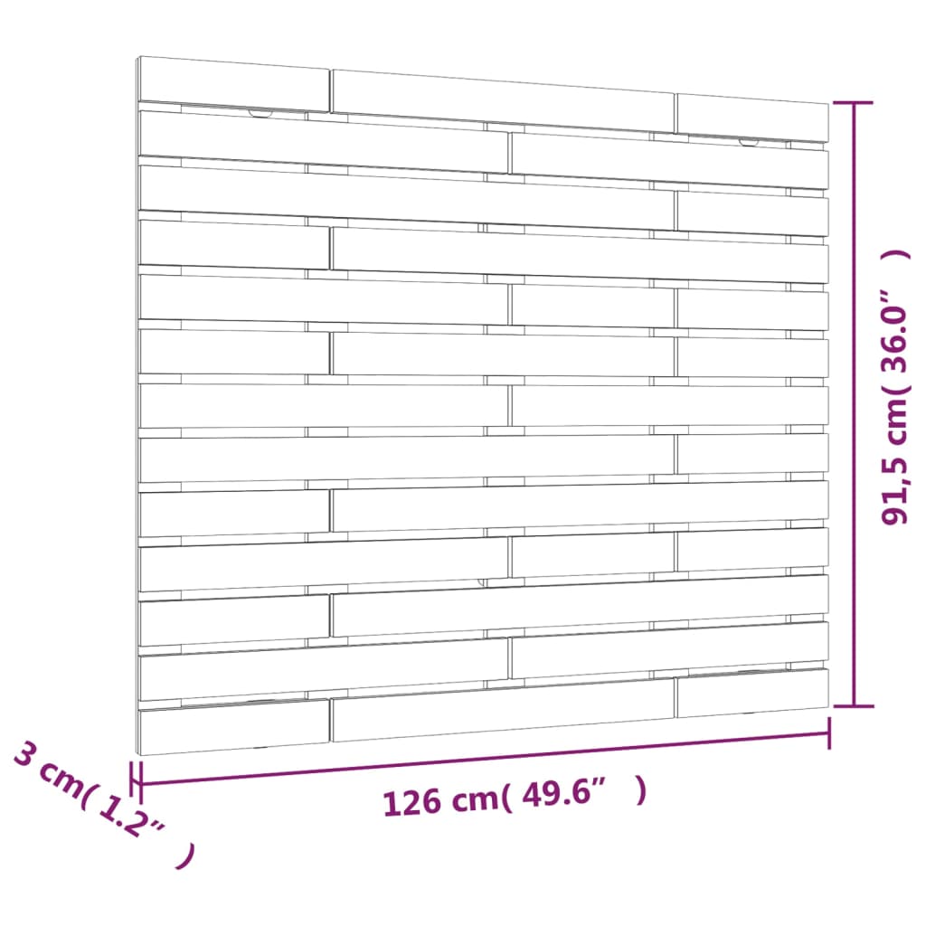 vidaXL Wall Headboard 126x3x91.5 cm Solid Wood Pine