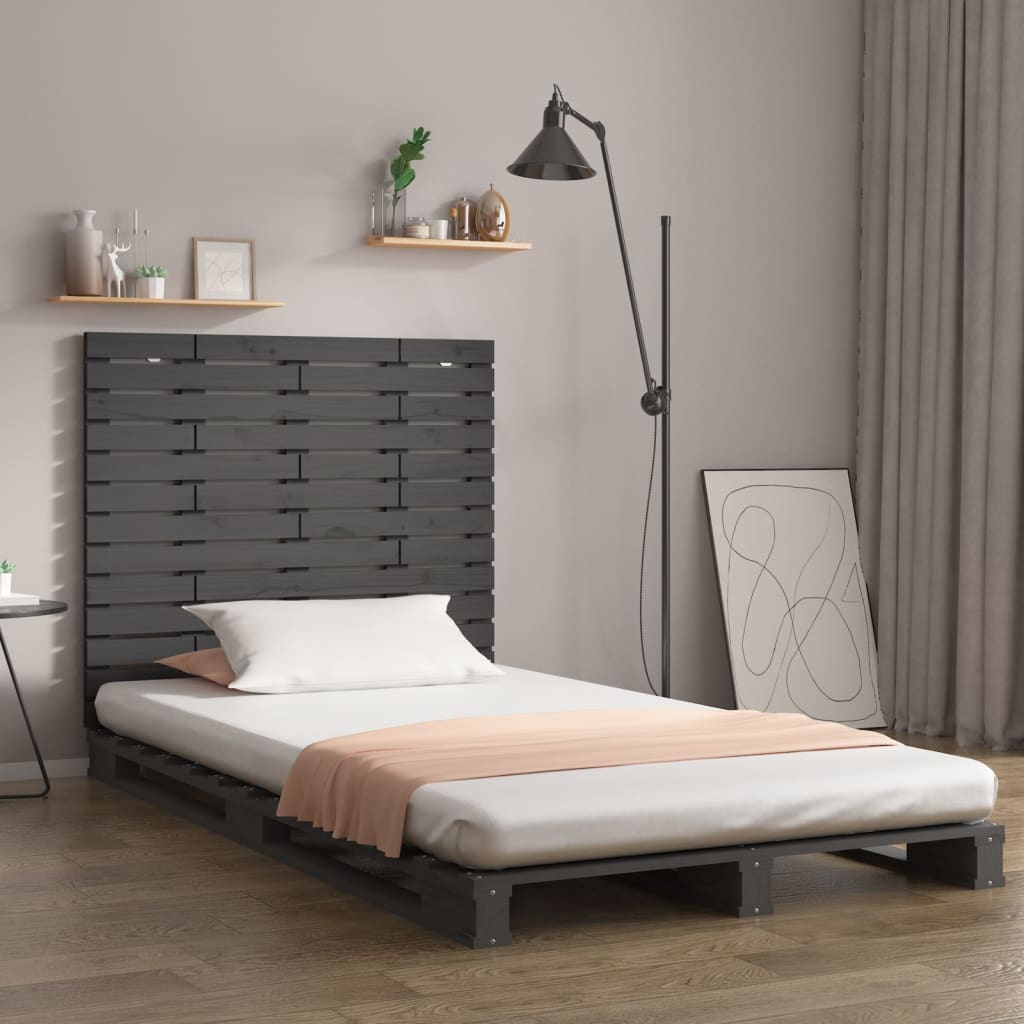 vidaXL Wall Headboard Grey 126x3x91.5 cm Solid Wood Pine