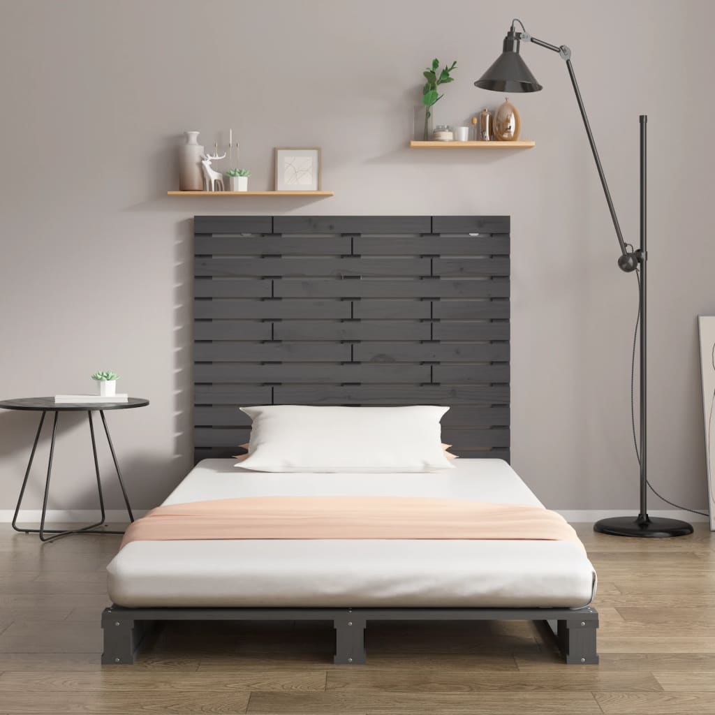 Wall Headboard Grey 146x3x91.5 cm Solid Wood Pine
