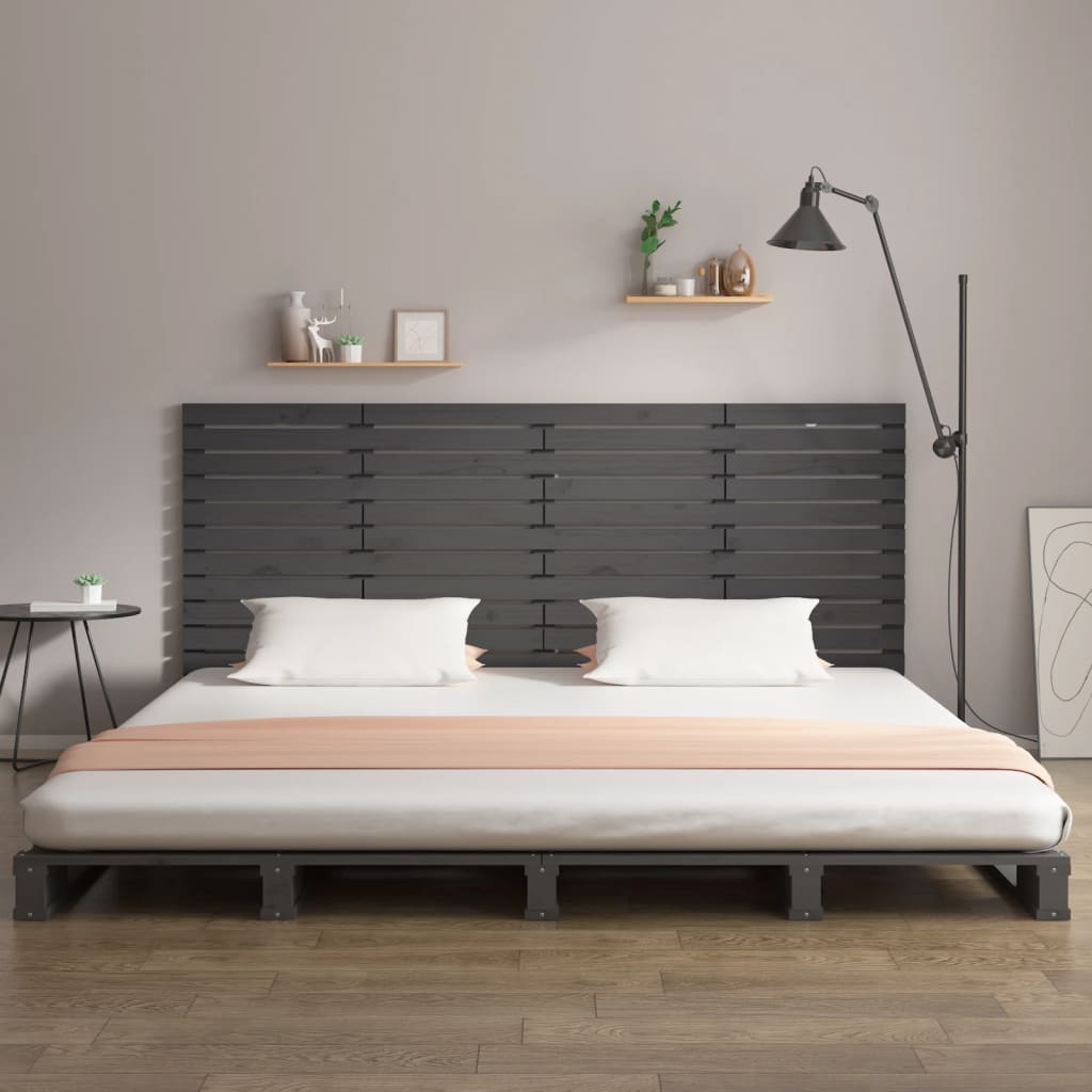 vidaXL Wall Headboard Grey 156x3x91.5 cm Solid Wood Pine