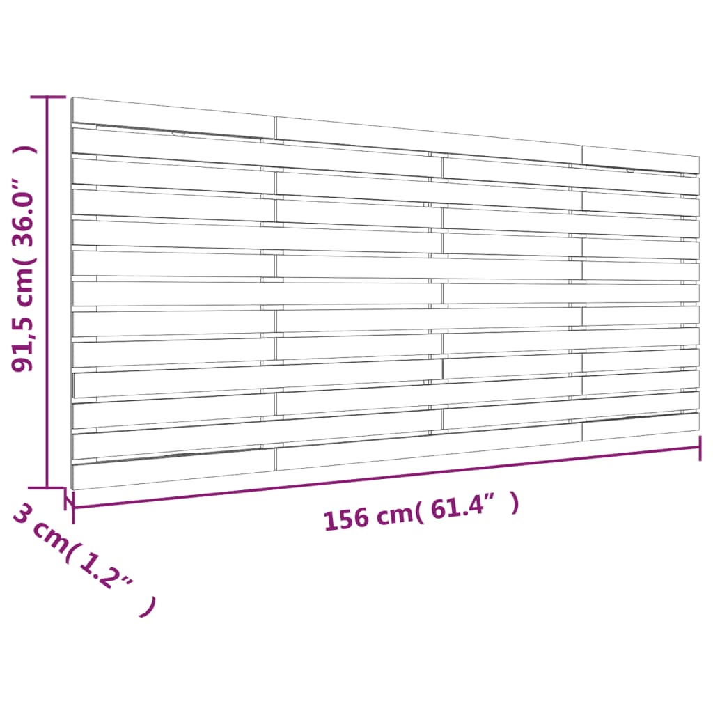 vidaXL Wall Headboard Grey 156x3x91.5 cm Solid Wood Pine