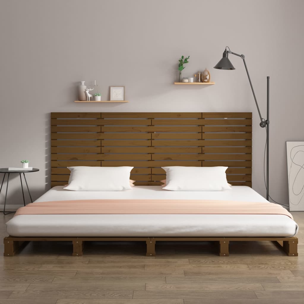 vidaXL Wall Headboard Honey Brown 156x3x91.5 cm Solid Wood Pine