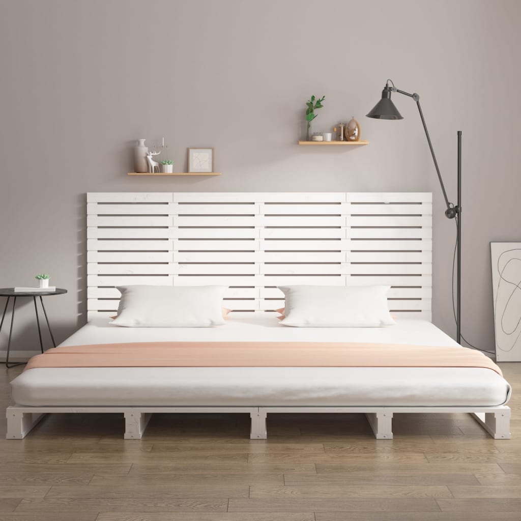 Wall Headboard White 166x3x91.5 cm Solid Wood Pine