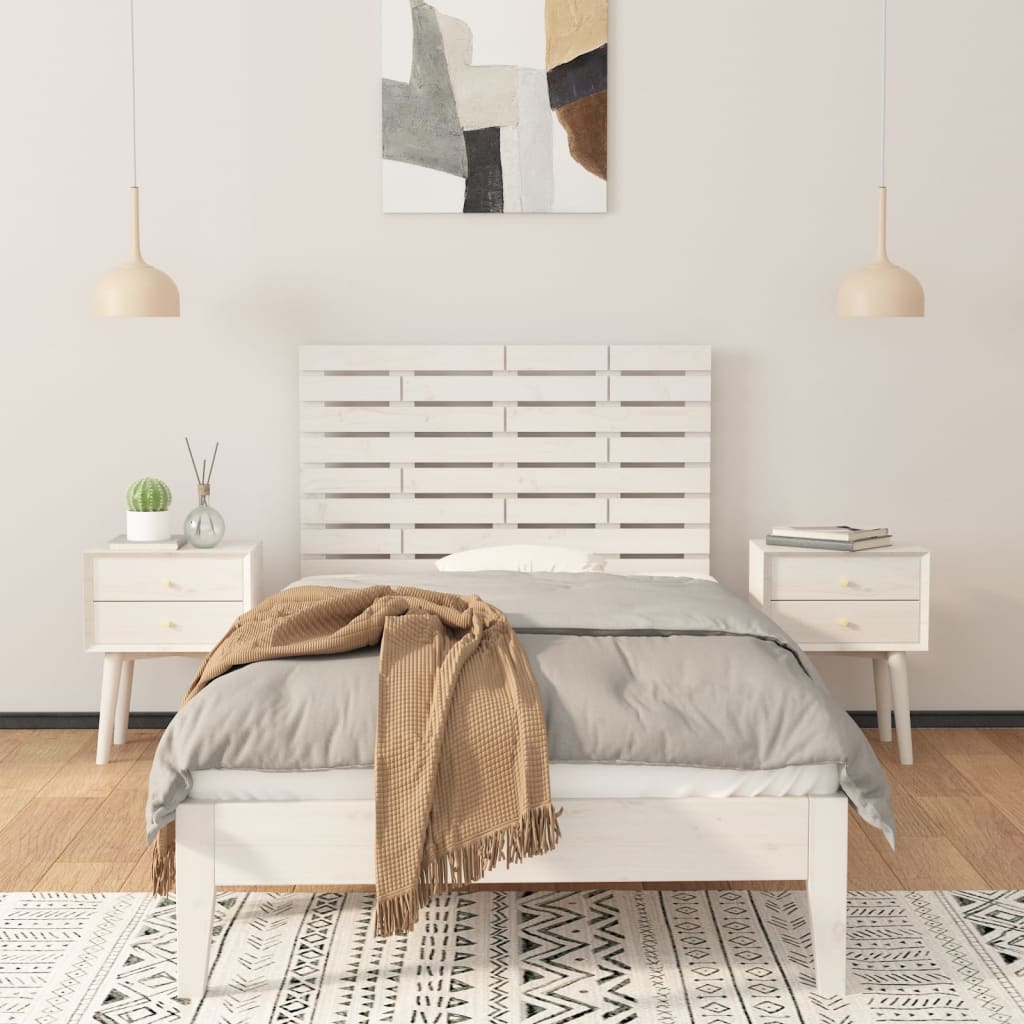 Wall Headboard White 106x3x63 cm Solid Wood Pine
