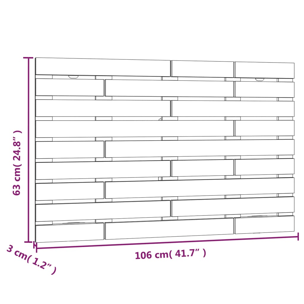 Wall Headboard White 106x3x63 cm Solid Wood Pine