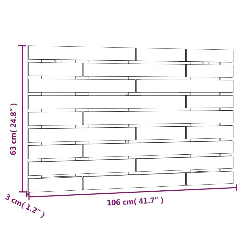 Wall Headboard Grey 106x3x63 cm Solid Wood Pine