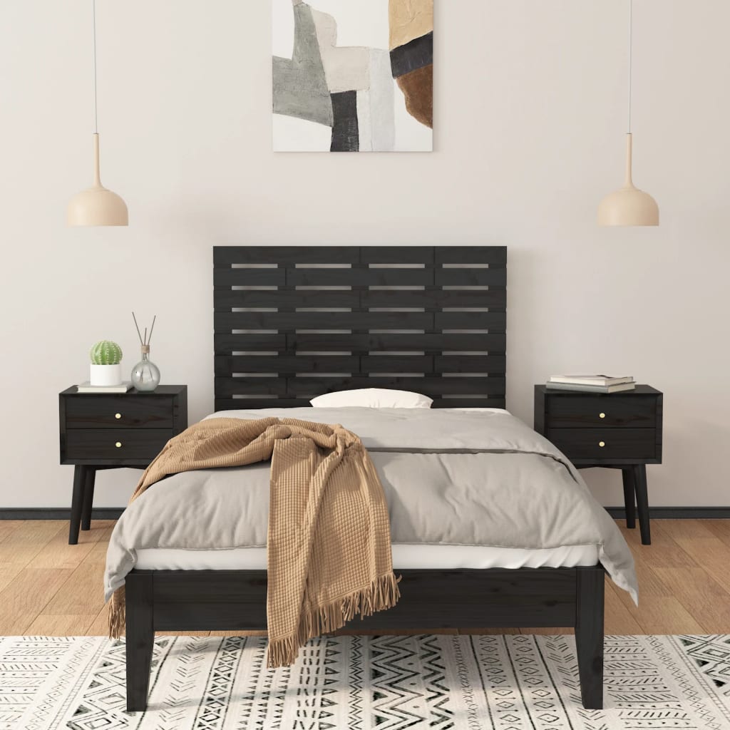 vidaXL Wall Headboard Black 96x3x63 cm Solid Wood Pine