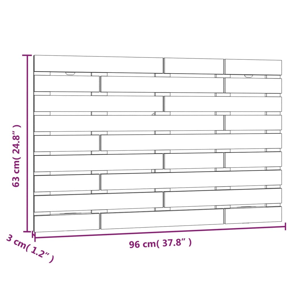 vidaXL Wall Headboard Black 96x3x63 cm Solid Wood Pine