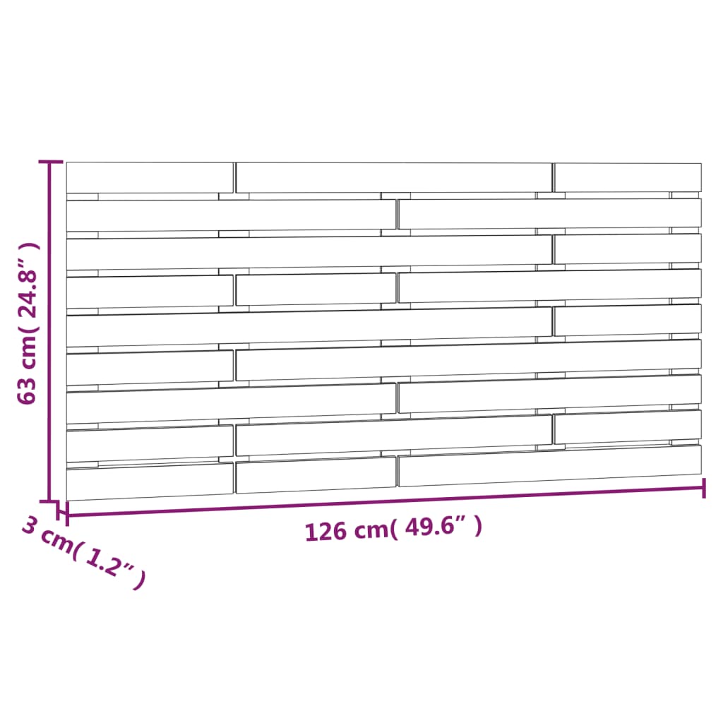 vidaXL Wall Headboard Black 126x3x63 cm Solid Wood Pine