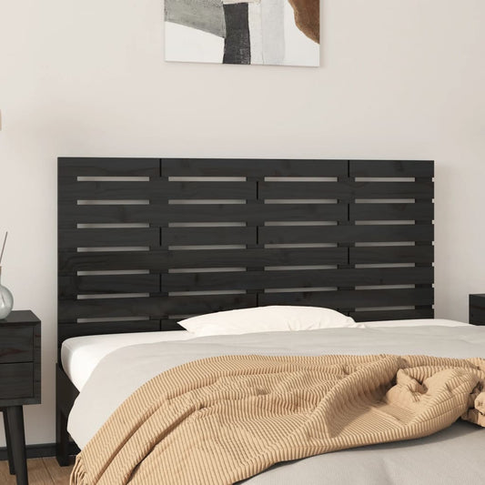 vidaXL Wall Headboard Black 126x3x63 cm Solid Wood Pine