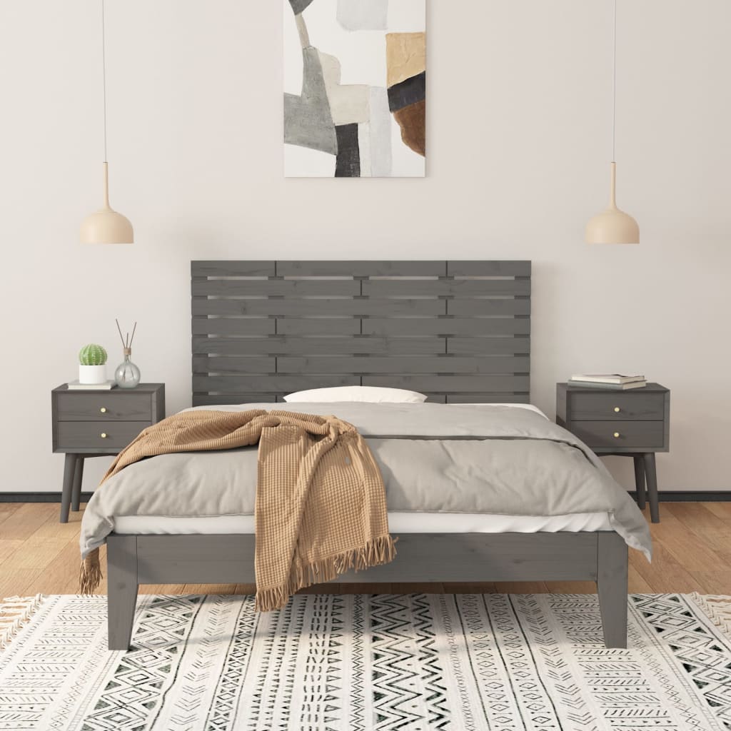 vidaXL Wall Headboard Grey 146x3x63 cm Solid Wood Pine