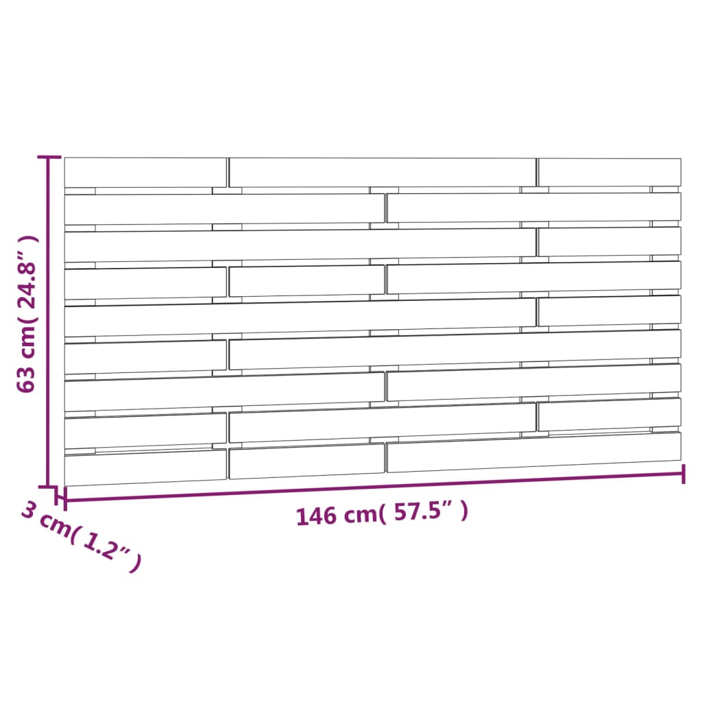 vidaXL Wall Headboard Grey 146x3x63 cm Solid Wood Pine