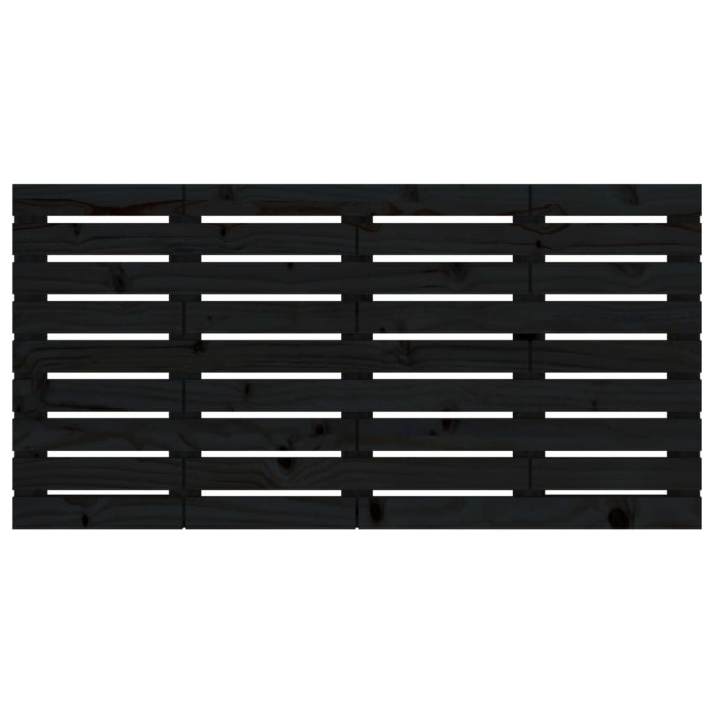 Wall Headboard Black 146x3x63 cm Solid Wood Pine