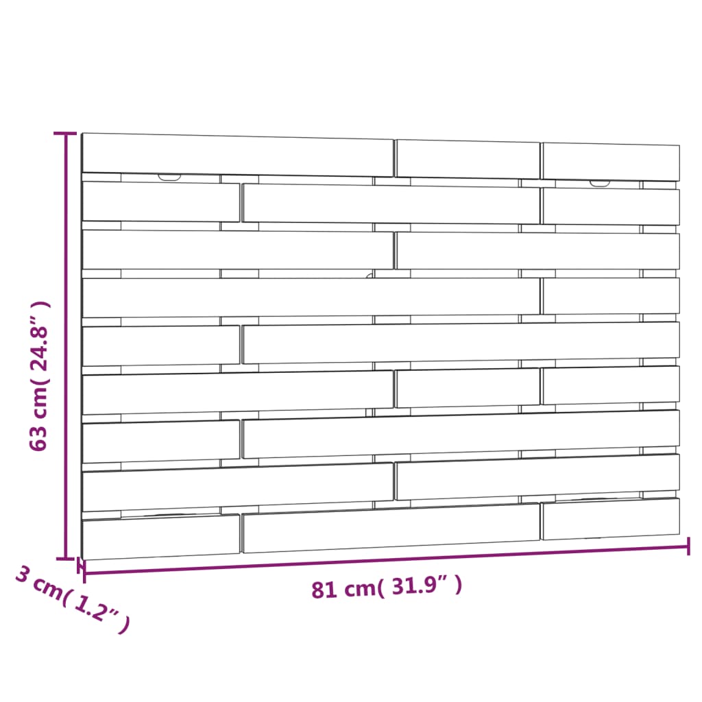 Wall Headboard 81x3x63 cm Solid Wood Pine