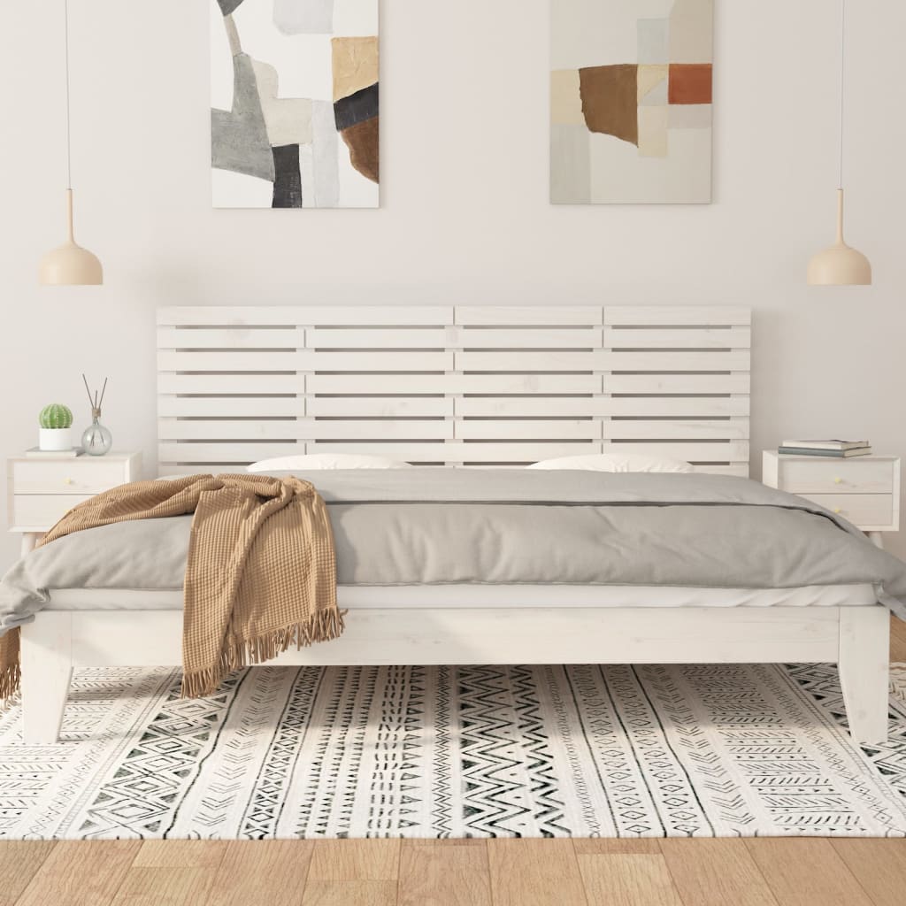 Wall Headboard White 166x3x63 cm Solid Wood Pine