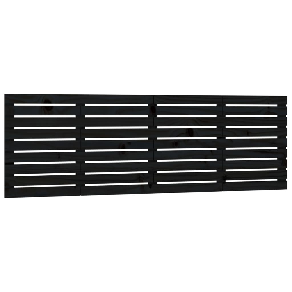 Wall Headboard Black 166x3x63 cm Solid Wood Pine