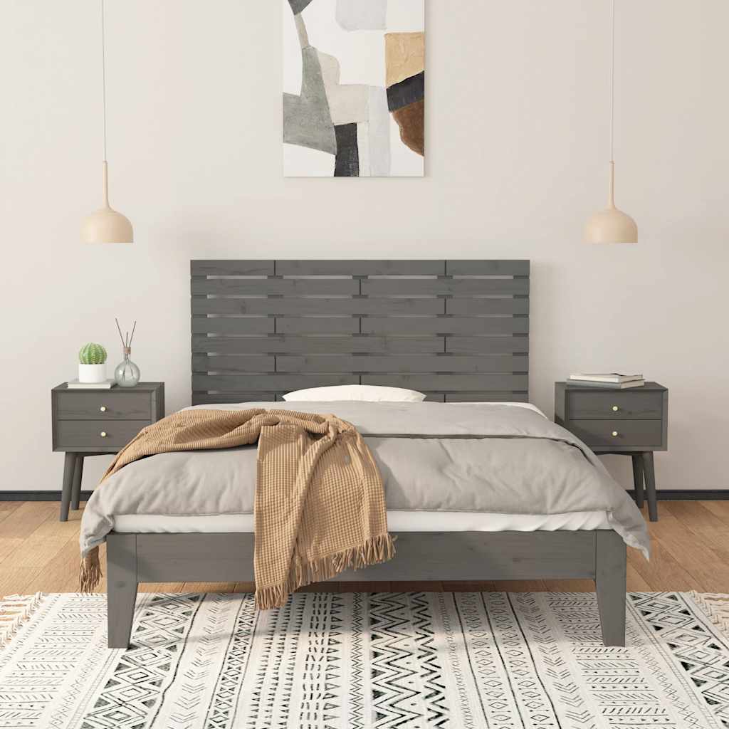 Wall Headboard Grey 141x3x63 cm Solid Wood Pine
