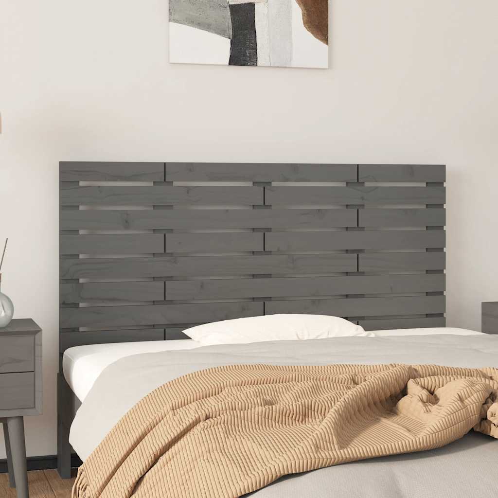 Wall Headboard Grey 141x3x63 cm Solid Wood Pine