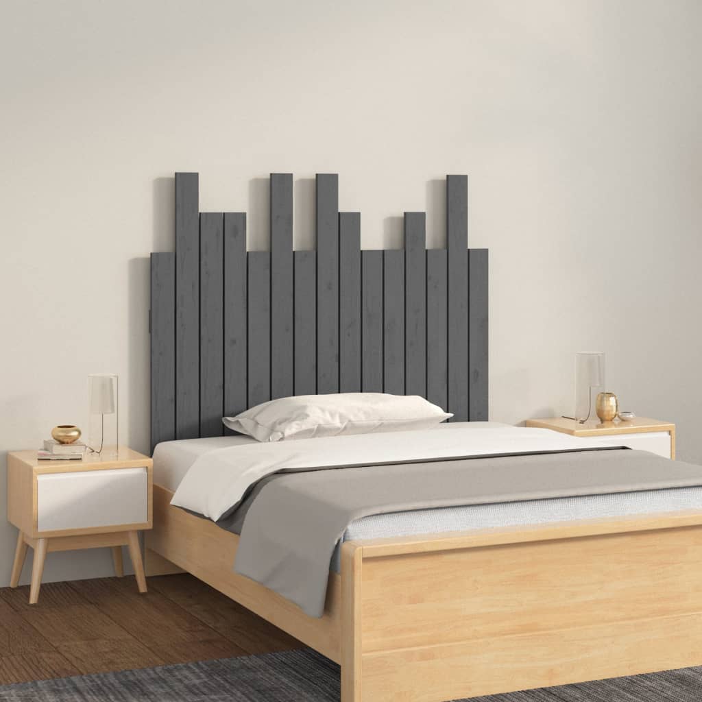 vidaXL Wall Headboard Grey 95.5x3x80 cm Solid Wood Pine