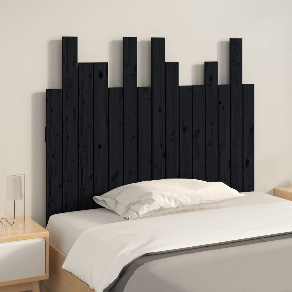 vidaXL Wall Headboard Black 95.5x3x80 cm Solid Wood Pine