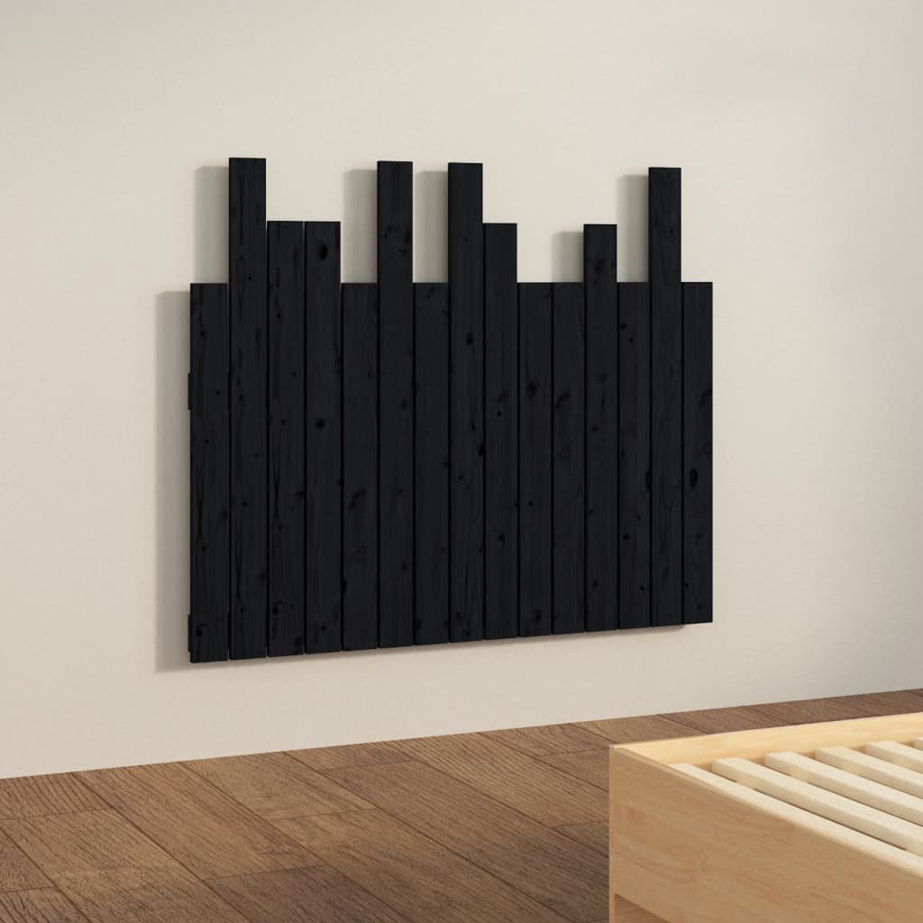 vidaXL Wall Headboard Black 95.5x3x80 cm Solid Wood Pine